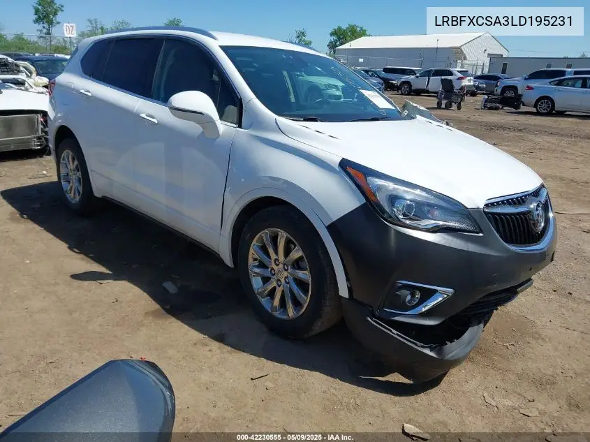 2020 Buick Envision Fwd Essence VIN: LRBFXCSA3LD195231 Lot: 42230555