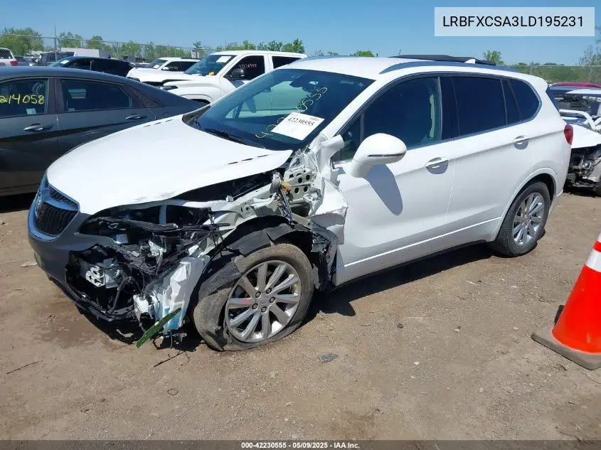 2020 Buick Envision Fwd Essence VIN: LRBFXCSA3LD195231 Lot: 42230555