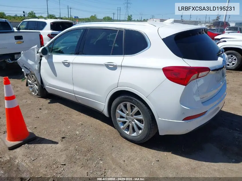 2020 Buick Envision Fwd Essence VIN: LRBFXCSA3LD195231 Lot: 42230555