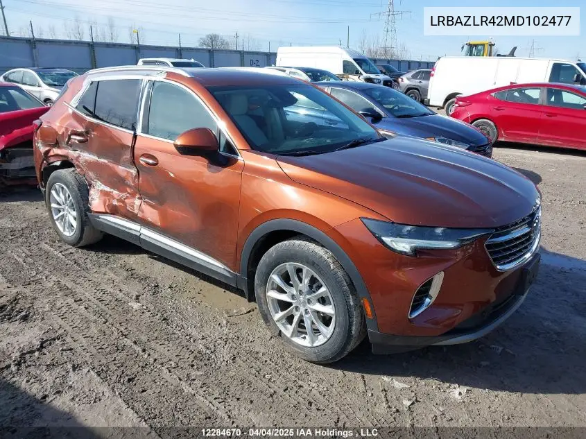 2021 Buick Envision Preferred VIN: LRBAZLR42MD102477 Lot: 12284670