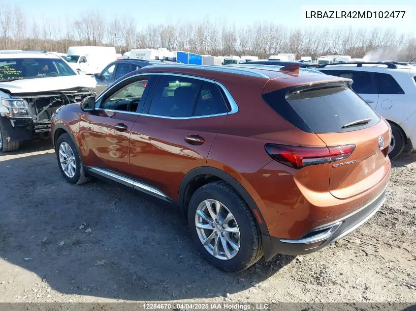2021 Buick Envision Preferred VIN: LRBAZLR42MD102477 Lot: 12284670