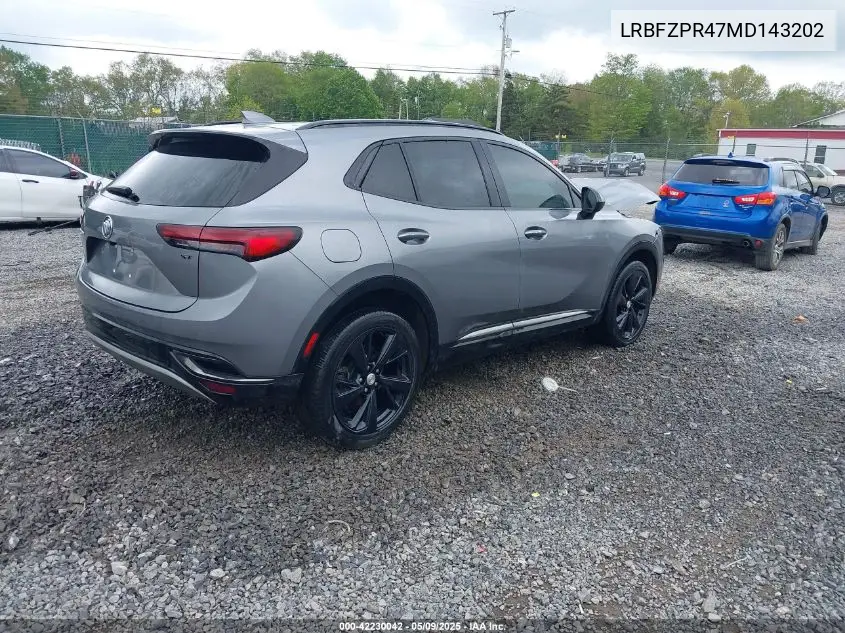 2021 Buick Envision Awd Essence VIN: LRBFZPR47MD143202 Lot: 42230042