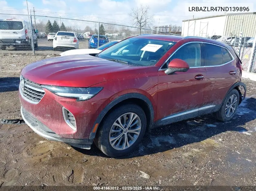 2022 Buick Envision Fwd Preferred VIN: LRBAZLR47ND139896 Lot: 41663012