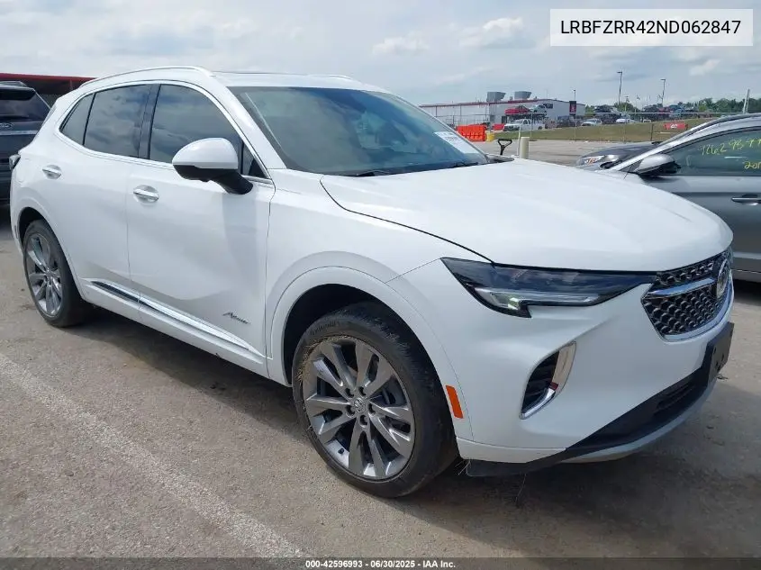 2022 Buick Envision Fwd Avenir VIN: LRBFZRR42ND062847 Lot: 42596993