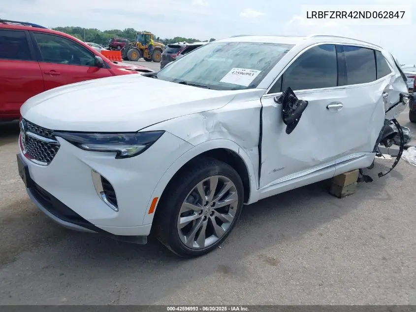 2022 Buick Envision Fwd Avenir VIN: LRBFZRR42ND062847 Lot: 42596993
