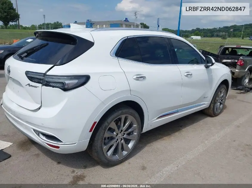 2022 Buick Envision Fwd Avenir VIN: LRBFZRR42ND062847 Lot: 42596993
