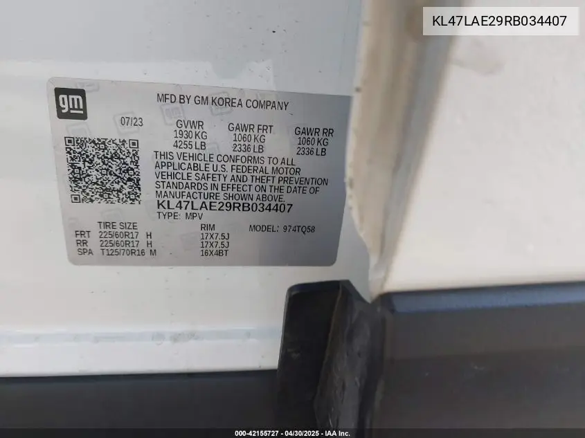 2024 Buick Envista Preferred Fwd VIN: KL47LAE29RB034407 Lot: 42155727