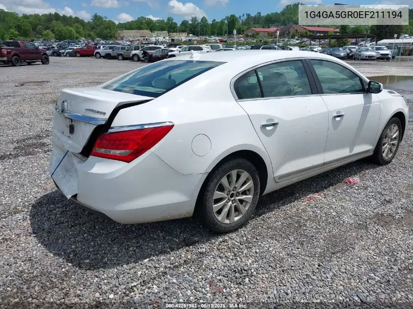 2014 Buick Lacrosse VIN: 1G4GA5GR0EF211194 Lot: 42251943