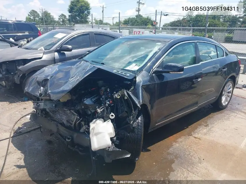 2015 Buick Lacrosse Leather VIN: 1G4GB5G39FF194311 Lot: 42617495