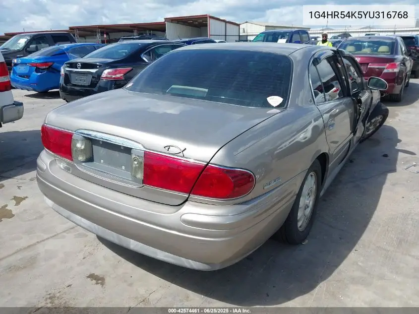 2000 Buick Lesabre Limited VIN: 1G4HR54K5YU316768 Lot: 42574461
