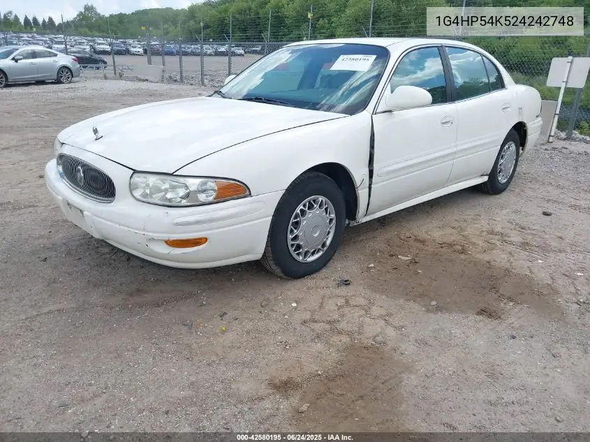2002 Buick Lesabre Custom VIN: 1G4HP54K524242748 Lot: 42580195