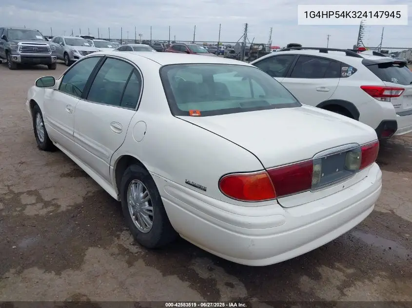2002 Buick Lesabre Custom VIN: 1G4HP54K324147945 Lot: 42583519