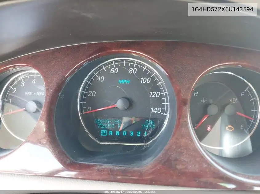 2006 Buick Lucerne Cxl VIN: 1G4HD572X6U143594 Lot: 42586217