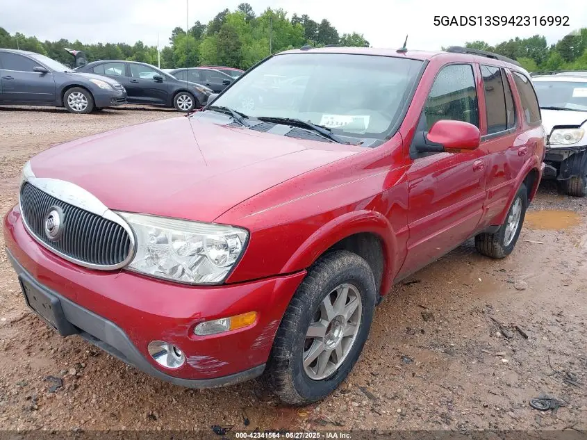 2004 Buick Rainier Cxl Plus VIN: 5GADS13S942316992 Lot: 42341564