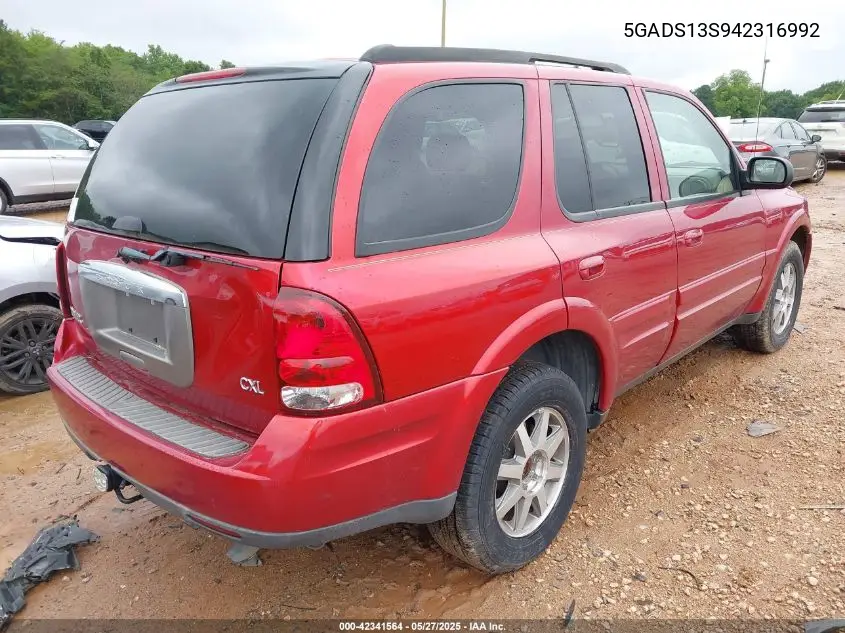 2004 Buick Rainier Cxl Plus VIN: 5GADS13S942316992 Lot: 42341564