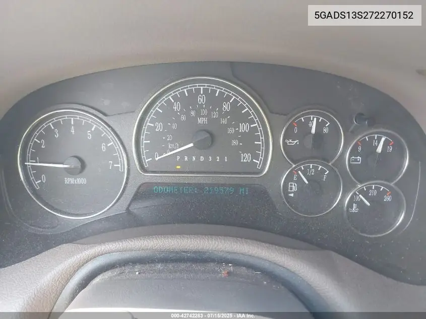 2007 Buick Rainier Cxl VIN: 5GADS13S272270152 Lot: 42742283