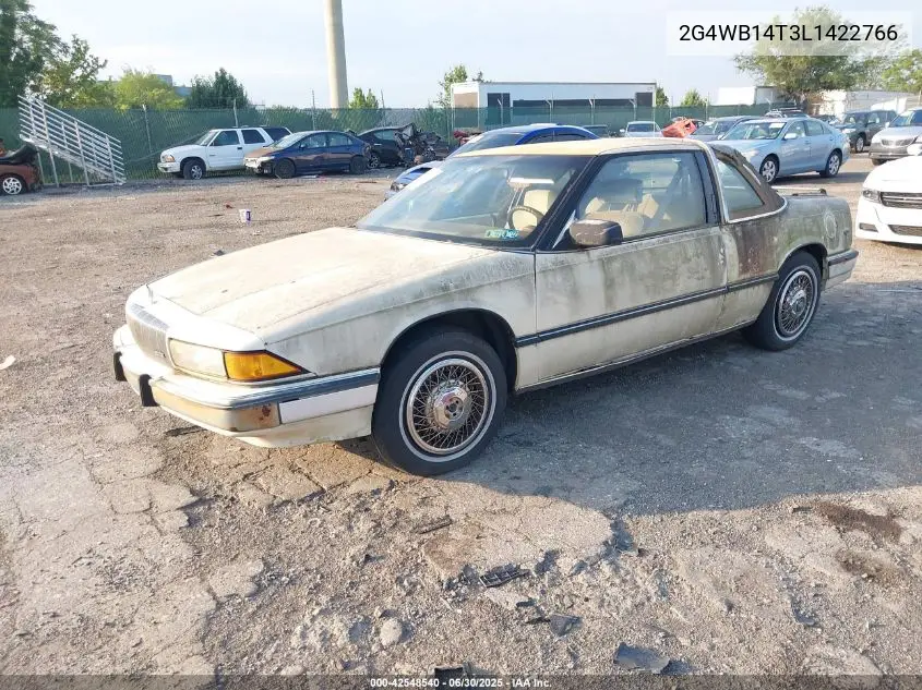 1990 Buick Regal Custom VIN: 2G4WB14T3L1422766 Lot: 42548540
