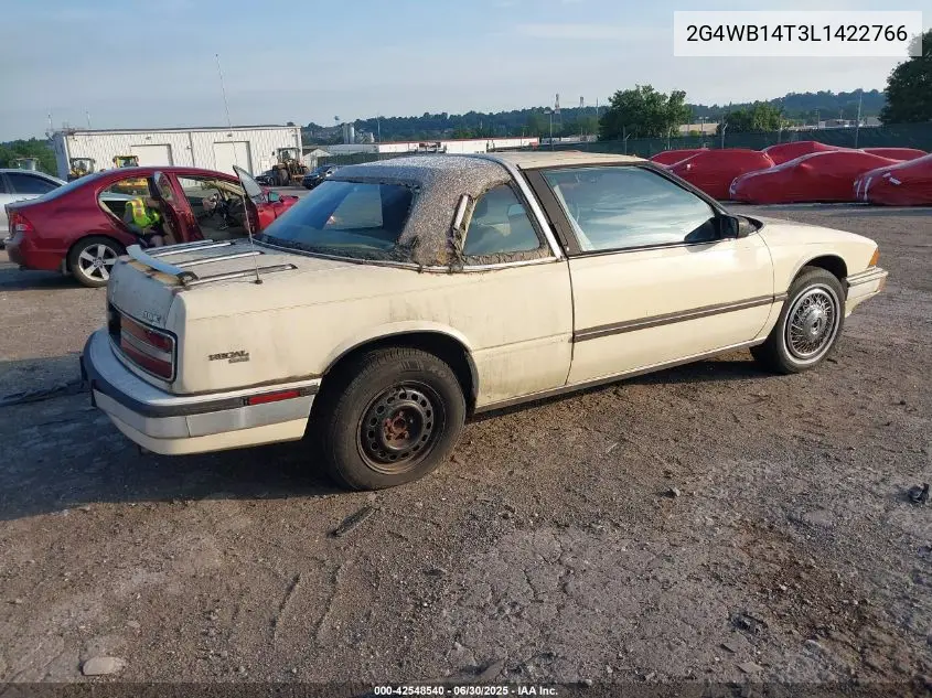 1990 Buick Regal Custom VIN: 2G4WB14T3L1422766 Lot: 42548540