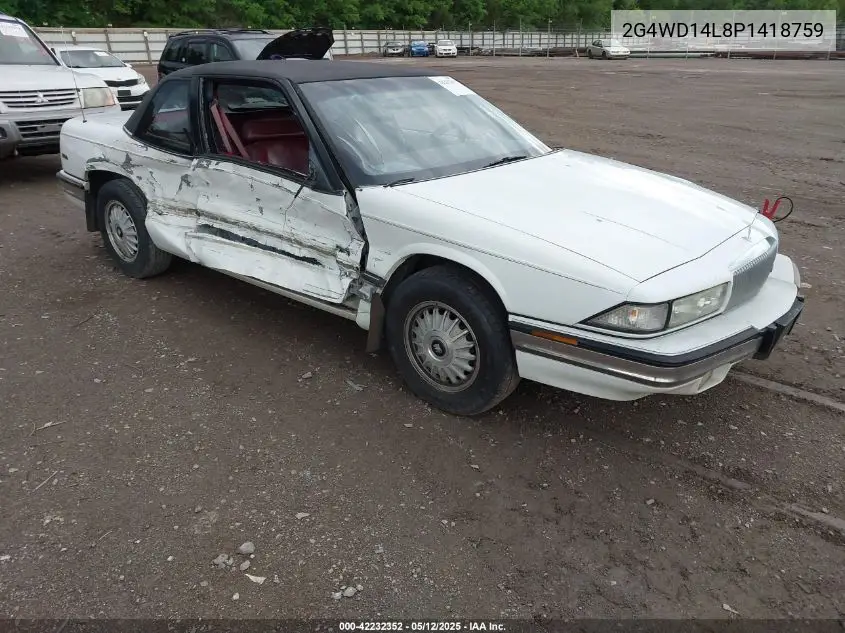 1993 Buick Regal Limited VIN: 2G4WD14L8P1418759 Lot: 42232352