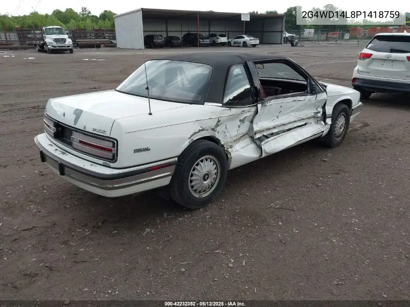 1993 Buick Regal Limited VIN: 2G4WD14L8P1418759 Lot: 42232352