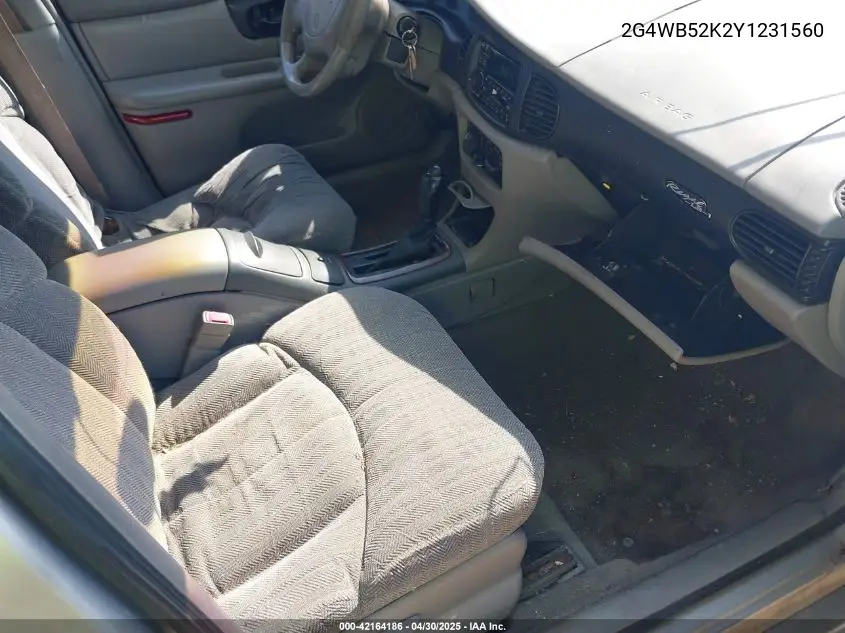 2000 Buick Regal Ls VIN: 2G4WB52K2Y1231560 Lot: 42164186