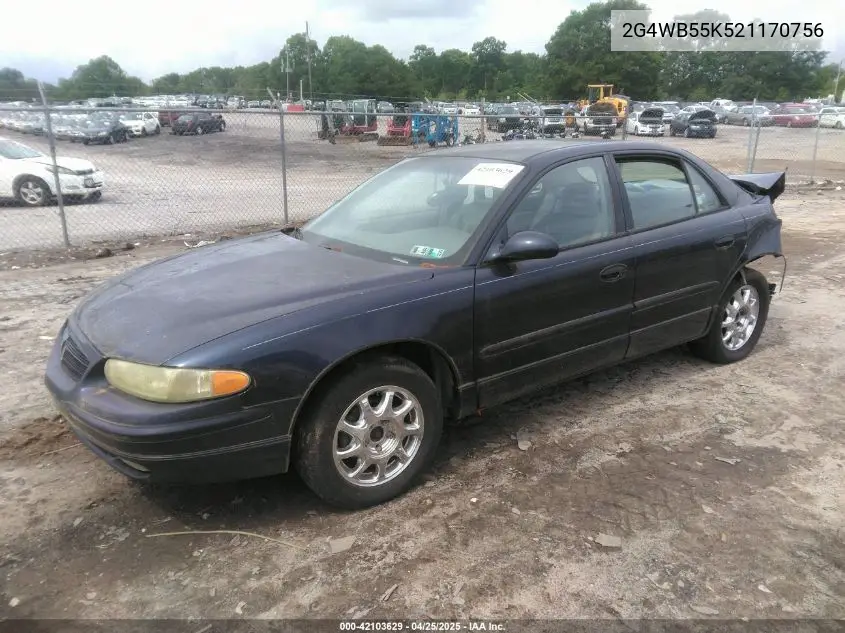 2002 Buick Regal Ls VIN: 2G4WB55K521170756 Lot: 42103629
