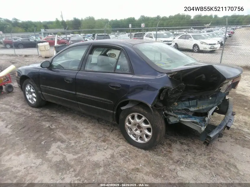 2002 Buick Regal Ls VIN: 2G4WB55K521170756 Lot: 42103629