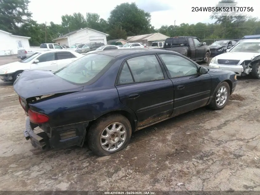 2002 Buick Regal Ls VIN: 2G4WB55K521170756 Lot: 42103629