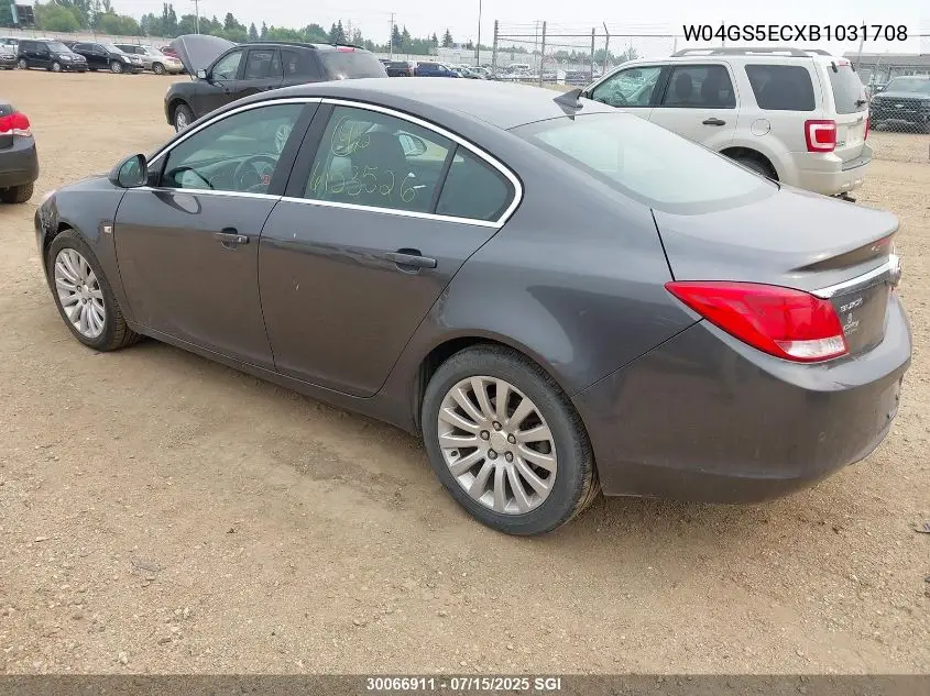 2011 Buick Regal Cxl VIN: W04GS5ECXB1031708 Lot: 30066911