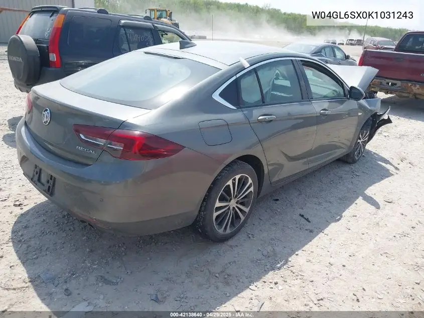 2019 Buick Regal Sportback Fwd Preferred VIN: W04GL6SX0K1031243 Lot: 42138640