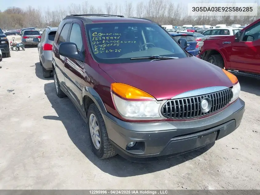 2002 Buick Rendezvous Cx Luxury/Cx Security/Cx Value/Cx Versatility VIN: 3G5DA03E92S586285 Lot: 12295996