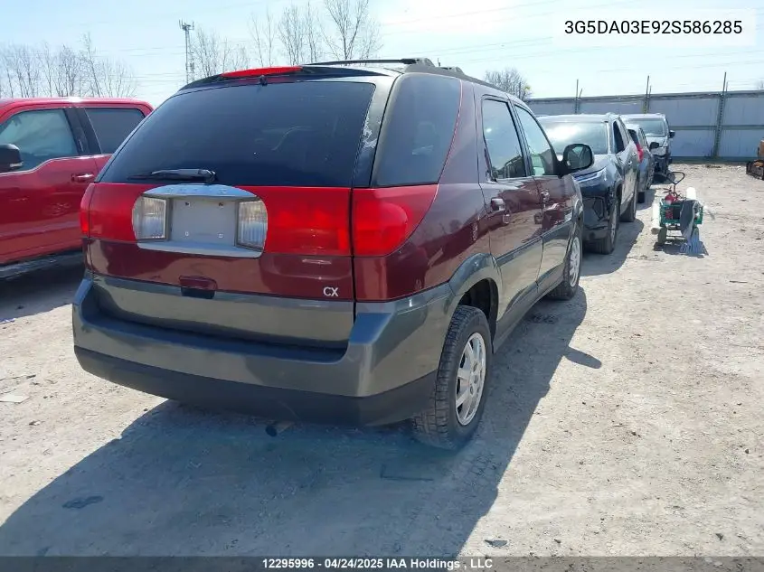2002 Buick Rendezvous Cx Luxury/Cx Security/Cx Value/Cx Versatility VIN: 3G5DA03E92S586285 Lot: 12295996