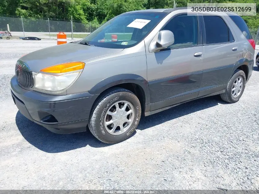 2002 Buick Rendezvous Cxl VIN: 3G5DB03E02S512699 Lot: 42314690