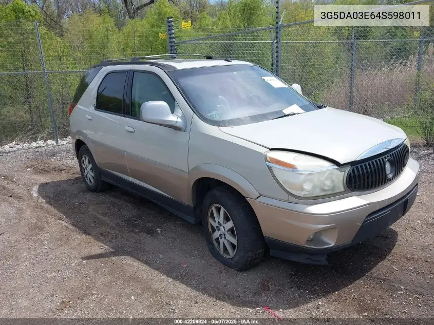 2004 Buick Rendezvous Cx VIN: 3G5DA03E64S598011 Lot: 42209824