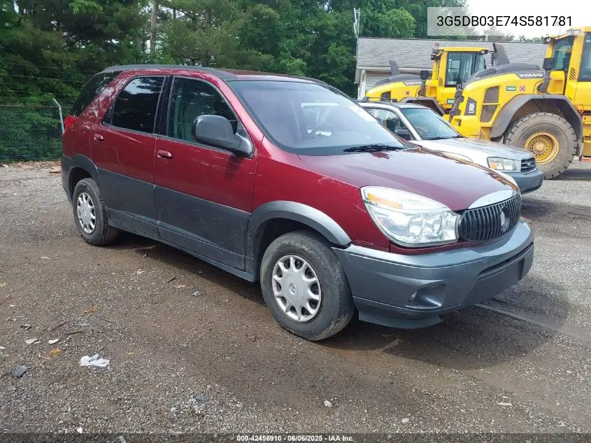 2004 Buick Rendezvous Cx VIN: 3G5DB03E74S581781 Lot: 42456910