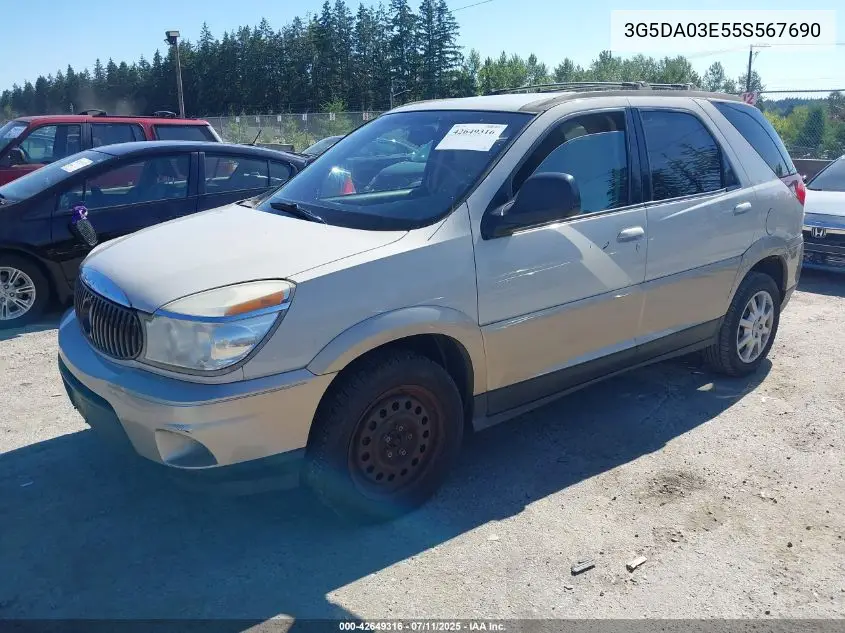 2005 Buick Rendezvous Cx VIN: 3G5DA03E55S567690 Lot: 42649316