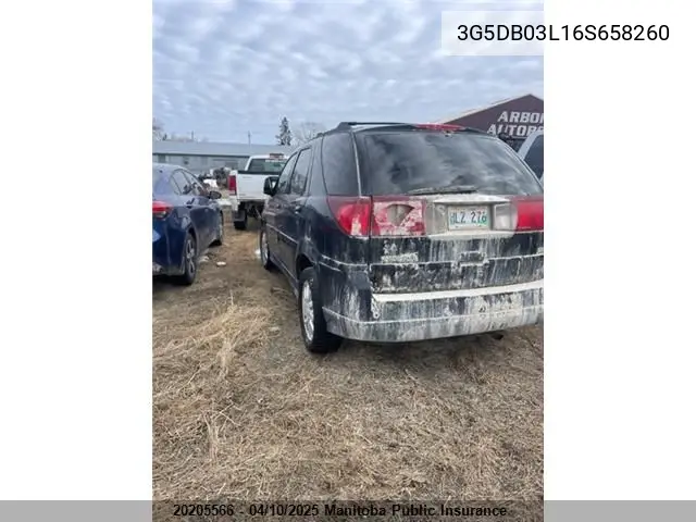 2006 Buick Rendezvous Cxl VIN: 3G5DB03L16S658260 Lot: 20205566