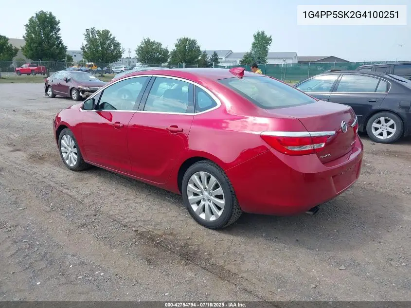 2016 Buick Verano VIN: 1G4PP5SK2G4100251 Lot: 42754794