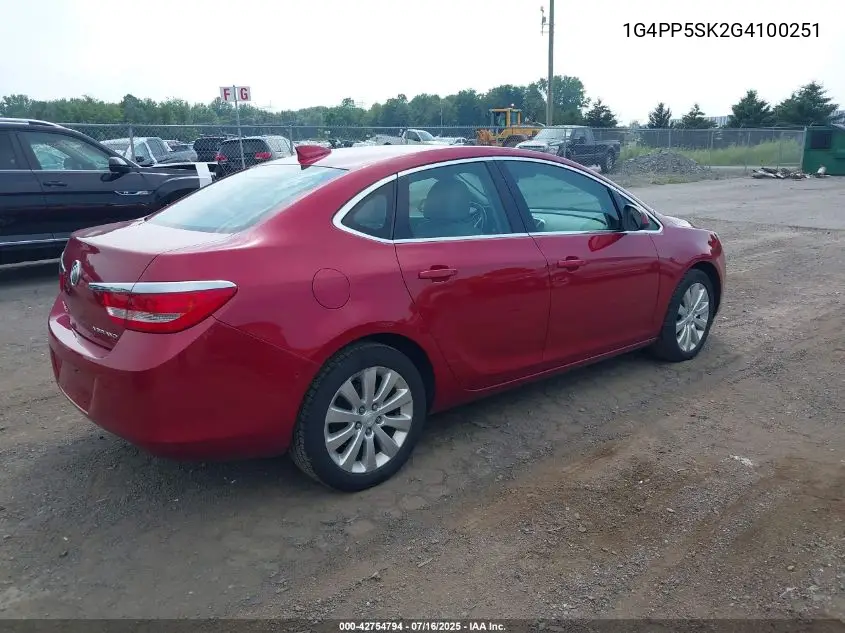 2016 Buick Verano VIN: 1G4PP5SK2G4100251 Lot: 42754794