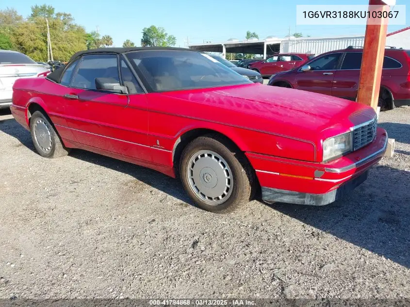 1989 Cadillac Allante VIN: 1G6VR3188KU103067 Lot: 41794868