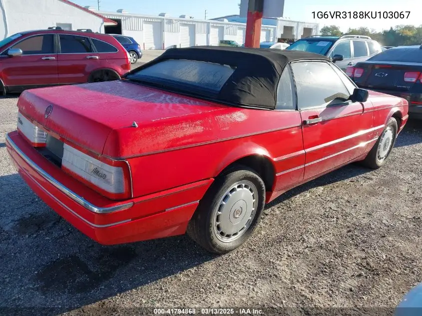 1989 Cadillac Allante VIN: 1G6VR3188KU103067 Lot: 41794868