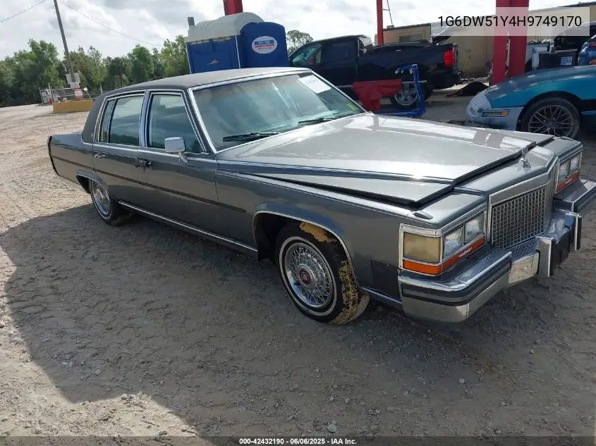 1987 Cadillac Brougham VIN: 1G6DW51Y4H9749170 Lot: 42432190