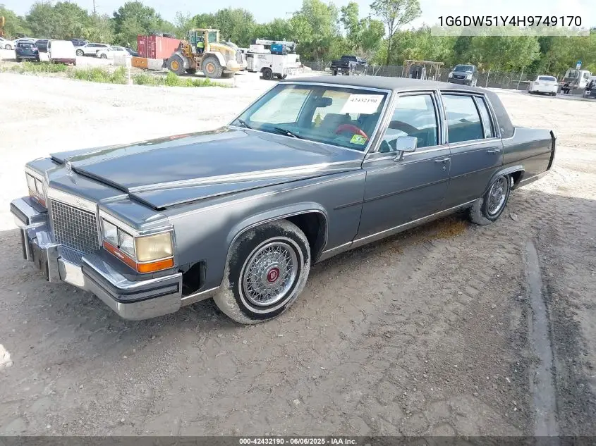 1987 Cadillac Brougham VIN: 1G6DW51Y4H9749170 Lot: 42432190