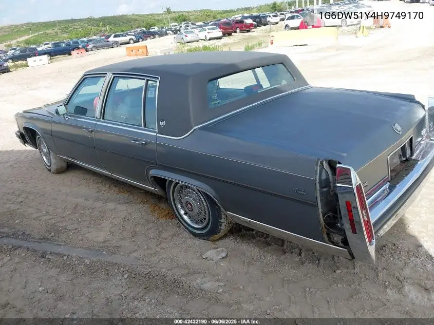 1987 Cadillac Brougham VIN: 1G6DW51Y4H9749170 Lot: 42432190