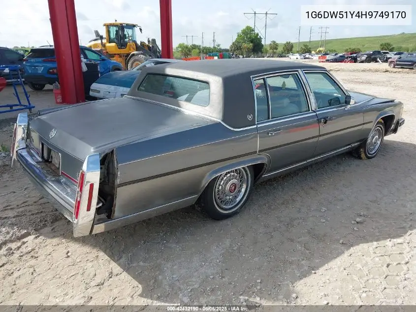 1987 Cadillac Brougham VIN: 1G6DW51Y4H9749170 Lot: 42432190