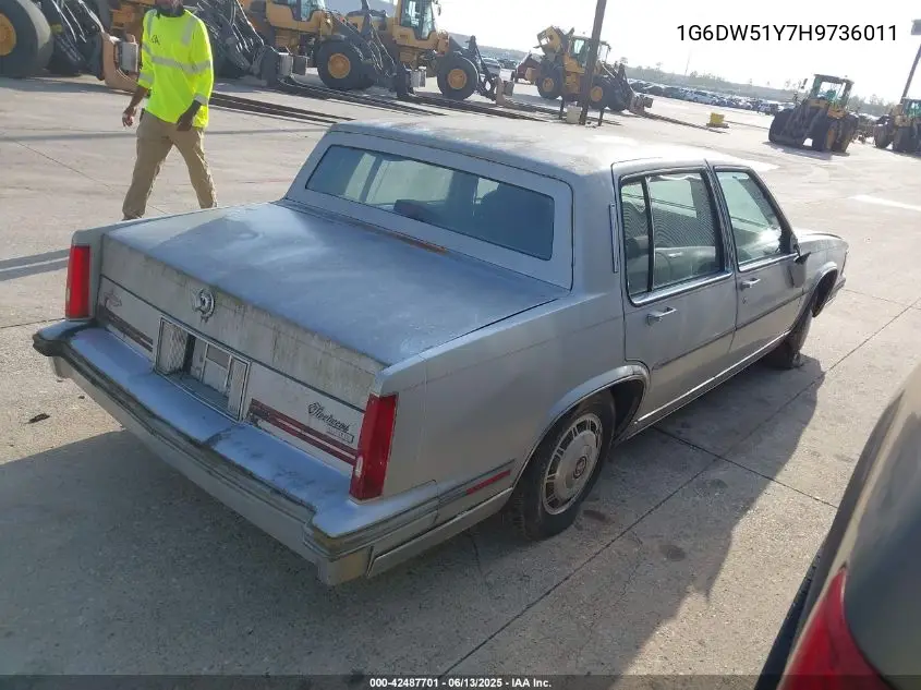 1987 Cadillac Brougham VIN: 1G6DW51Y7H9736011 Lot: 42487701