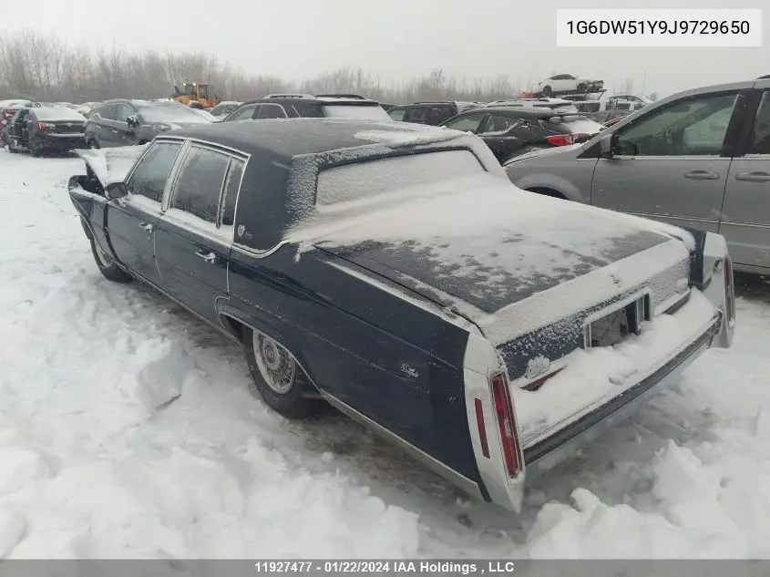 1988 Cadillac Brougham VIN: 1G6DW51Y9J9729650 Lot: 11927477