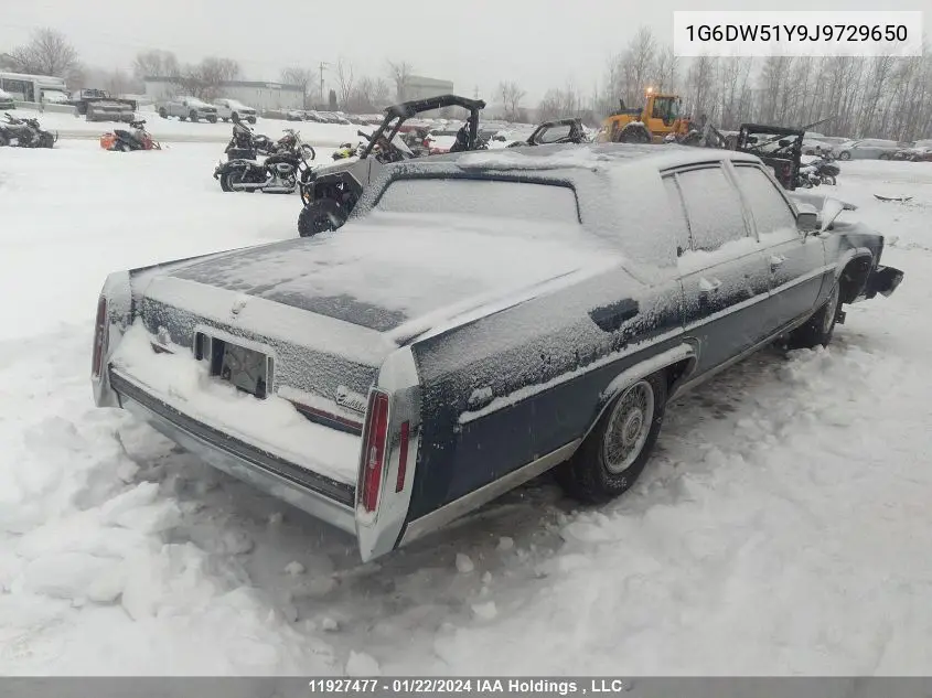 1988 Cadillac Brougham VIN: 1G6DW51Y9J9729650 Lot: 11927477