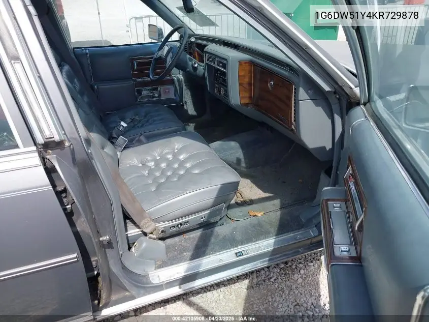 1989 Cadillac Brougham VIN: 1G6DW51Y4KR729878 Lot: 42105908