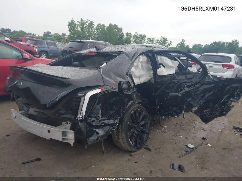 2021 Cadillac Ct4 V-Series VIN: 1G6DH5RLXM0147231 Lot: 42624241